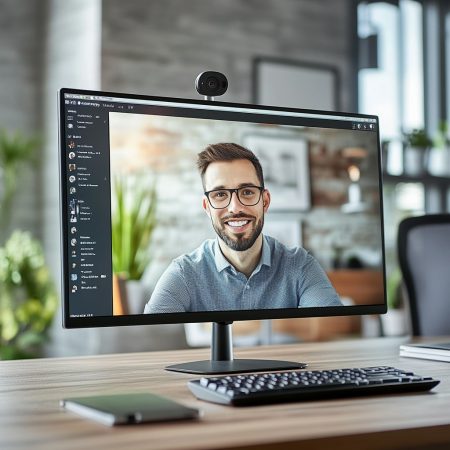 Virtual Meeting in Modern Office